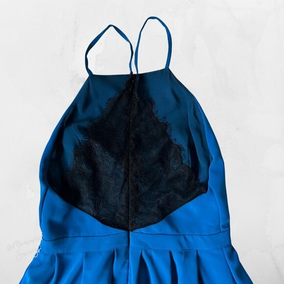 Lovers + Friends - Teal Blue Mini Dress with Lace Racerback - Medium - EUC - Picture 7 of 9